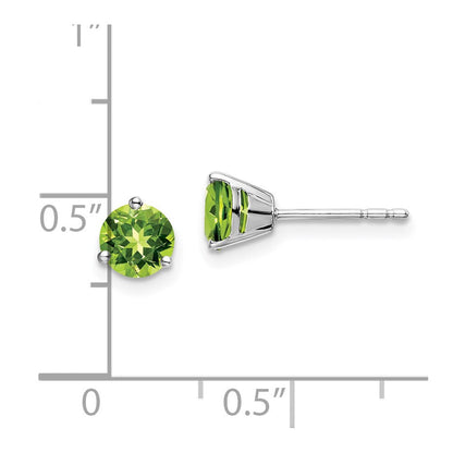 14K Weißgold Ohrringe mit rundem Peridot