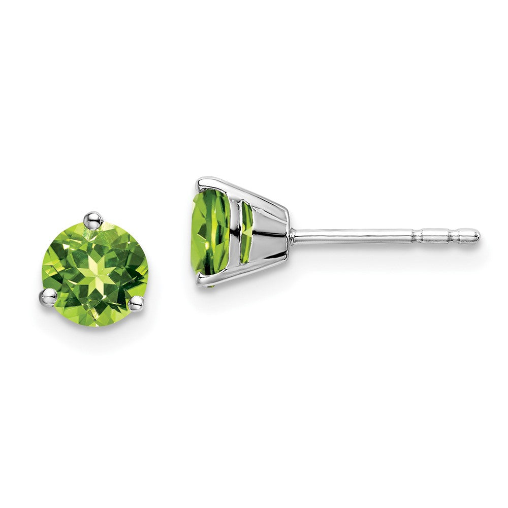 14K Weißgold Ohrringe mit rundem Peridot