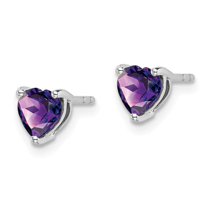 14K Weißgold Ohrringe mit Amethyst in Herzform