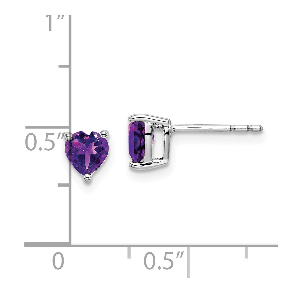 14K Weißgold Ohrringe mit Amethyst in Herzform