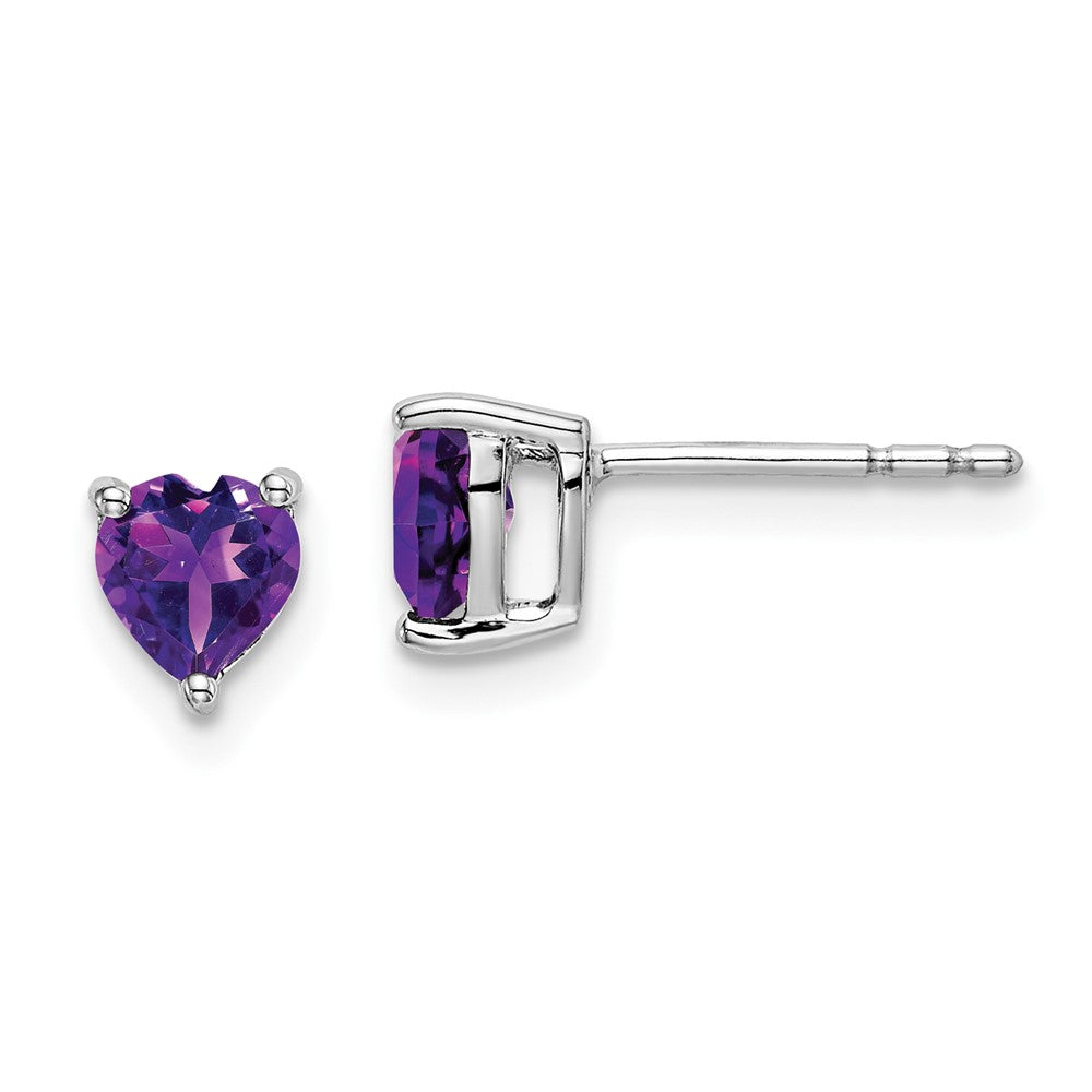 14K Weißgold Ohrringe mit Amethyst in Herzform