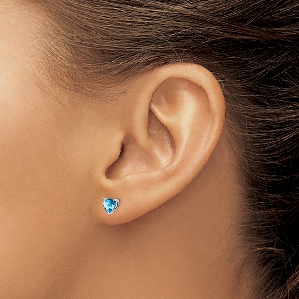 Ohrringe Herz Blautopas 14K Weißgold