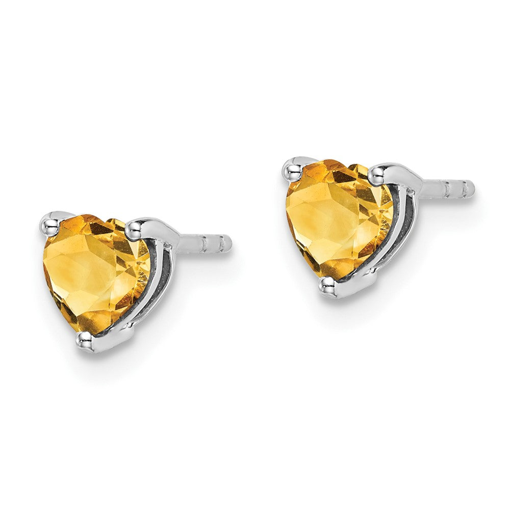 14K Weißgold Herz-Citrin-Ohrringe