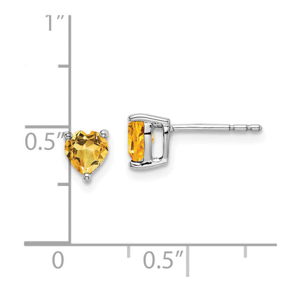14K Weißgold Herz-Citrin-Ohrringe