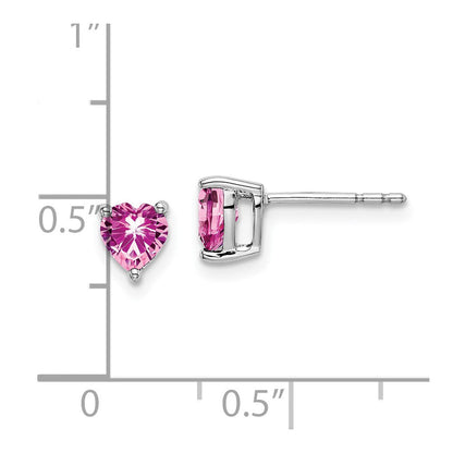 14K Weißgold Ohrringe mit Herz-Saphir, pink, synthetisch