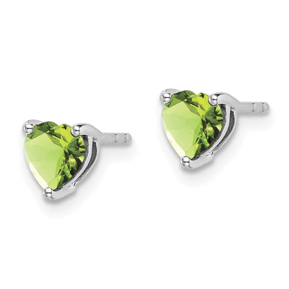 14K Weißgold Peridot-Herz-Ohrringe