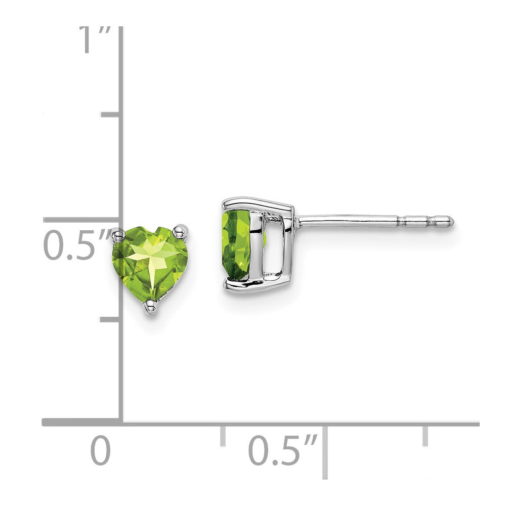 14K Weißgold Peridot-Herz-Ohrringe