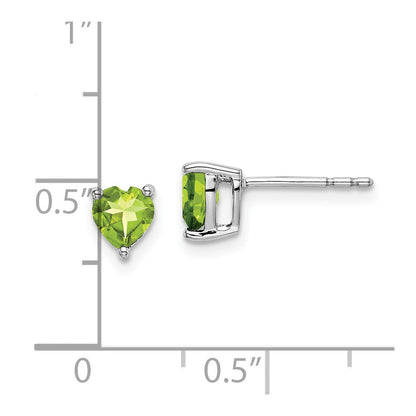 14K Weißgold Peridot-Herz-Ohrringe