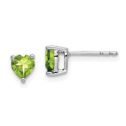14K Weißgold Peridot-Herz-Ohrringe