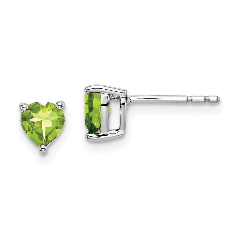14K Weißgold Peridot-Herz-Ohrringe