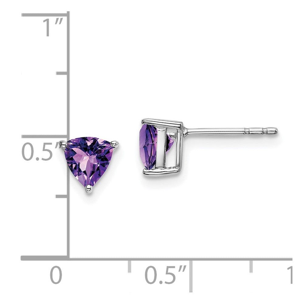 14K Weißgold Ohrringe mit Trillion-Amethyst