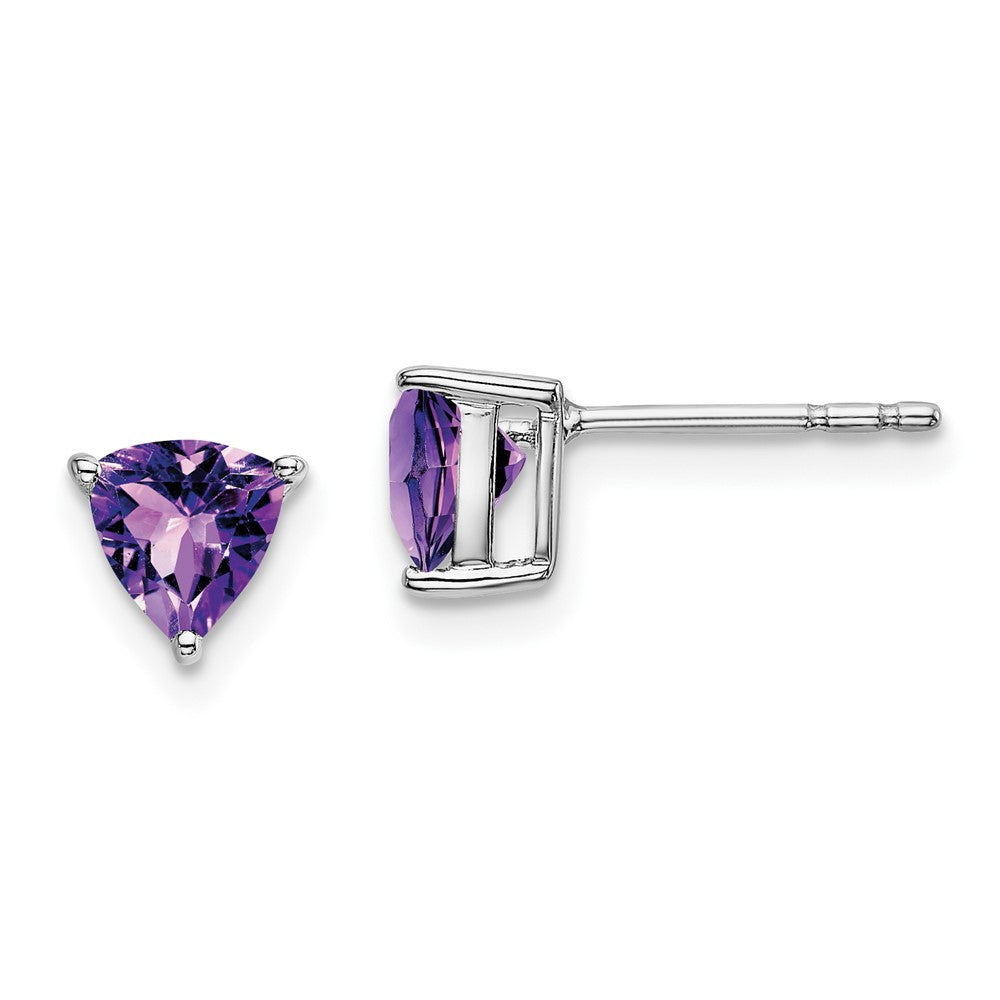 14K Weißgold Ohrringe mit Trillion-Amethyst
