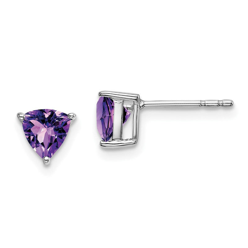 14K Weißgold Ohrringe mit Trillion-Amethyst