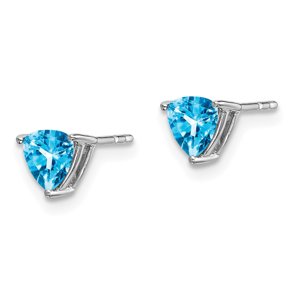 14K Weißgold Trillant-Blautopas-Ohrringe
