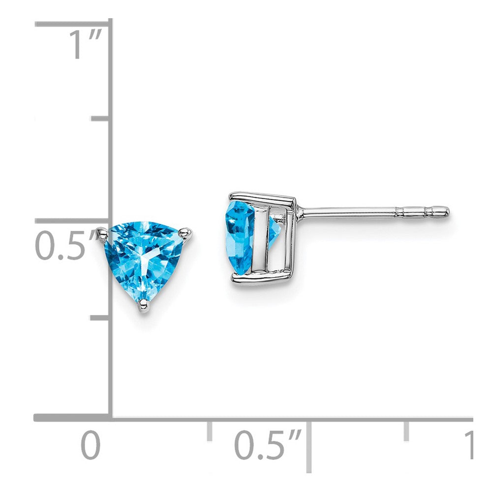 14K Weißgold Trillant-Blautopas-Ohrringe
