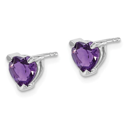 14K Weißgold Ohrringe mit Herz-Amethyst