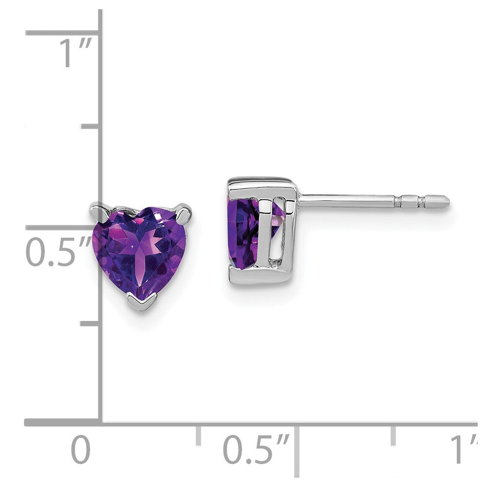 14K Weißgold Ohrringe mit Herz-Amethyst