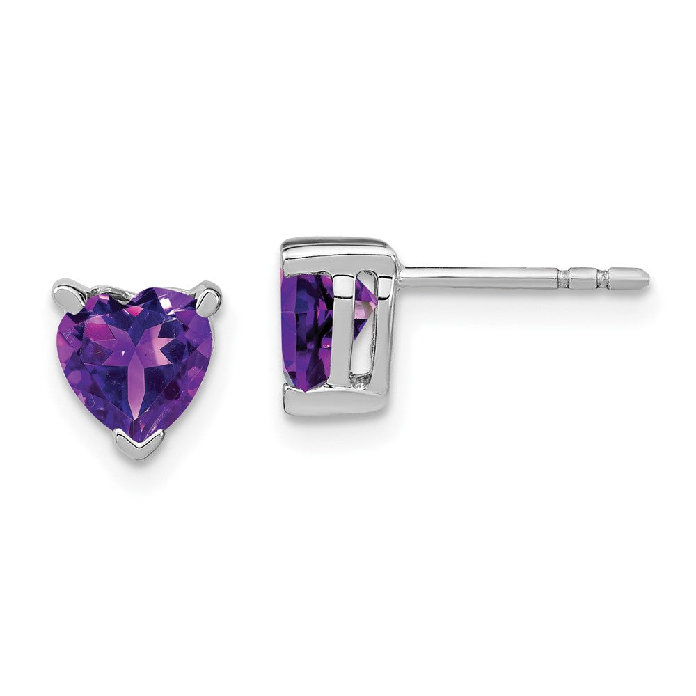14K Weißgold Ohrringe mit Herz-Amethyst