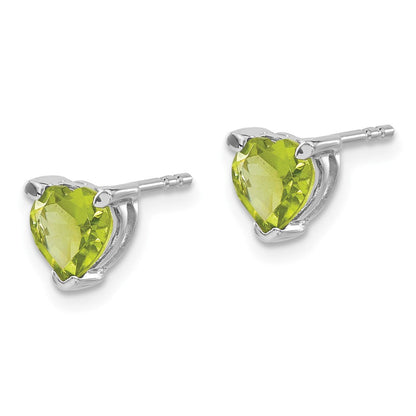 14K Weißgold Peridot-Herz-Ohrringe