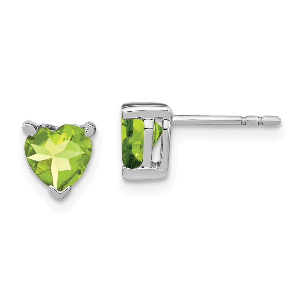 14K Weißgold Peridot-Herz-Ohrringe