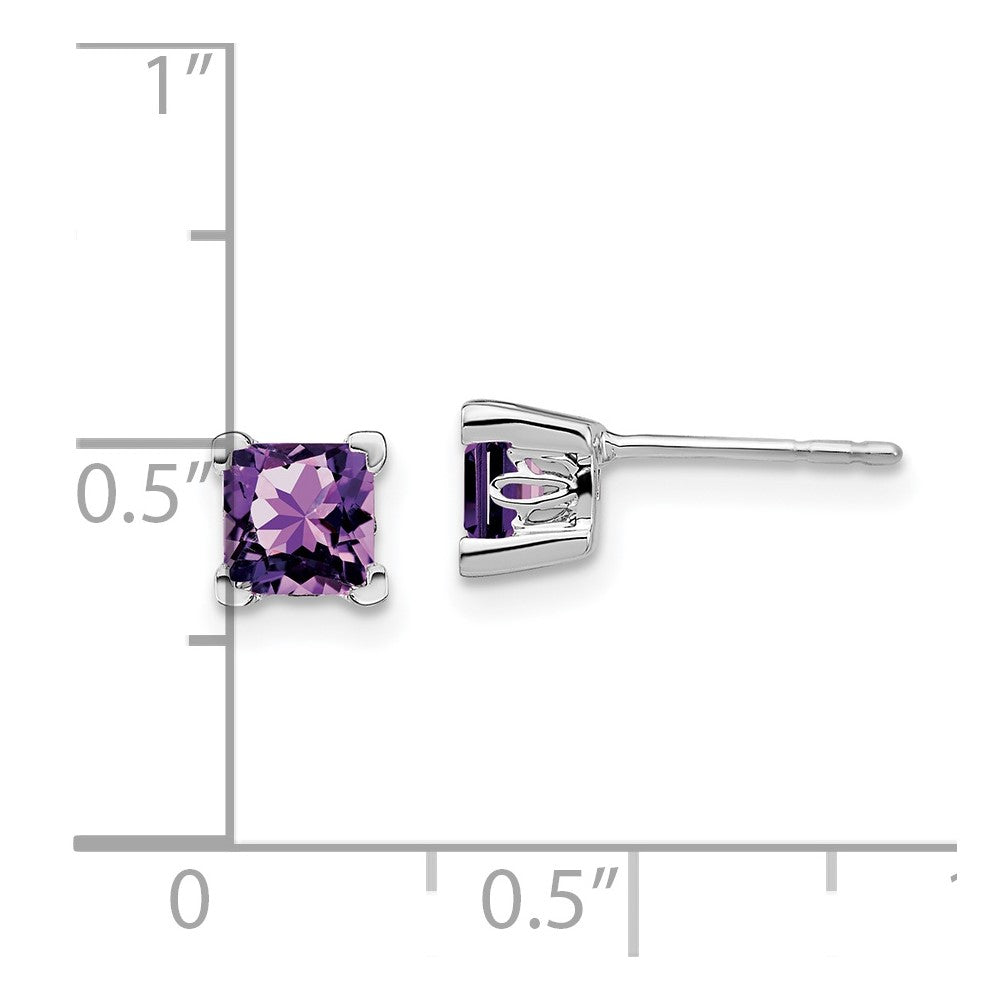 14K Weißgold Ohrringe mit quadratischem Amethyst