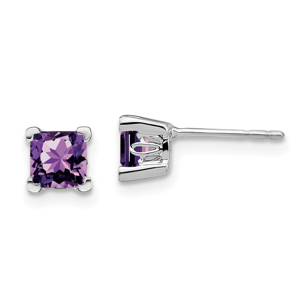 14K Weißgold Ohrringe mit quadratischem Amethyst