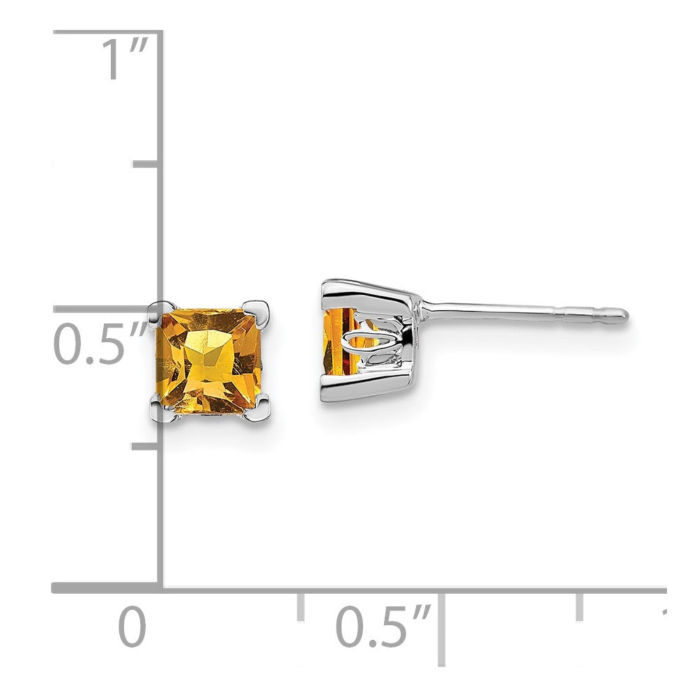 Citrin-Ohrringe quadratisch, 14K Weißgold