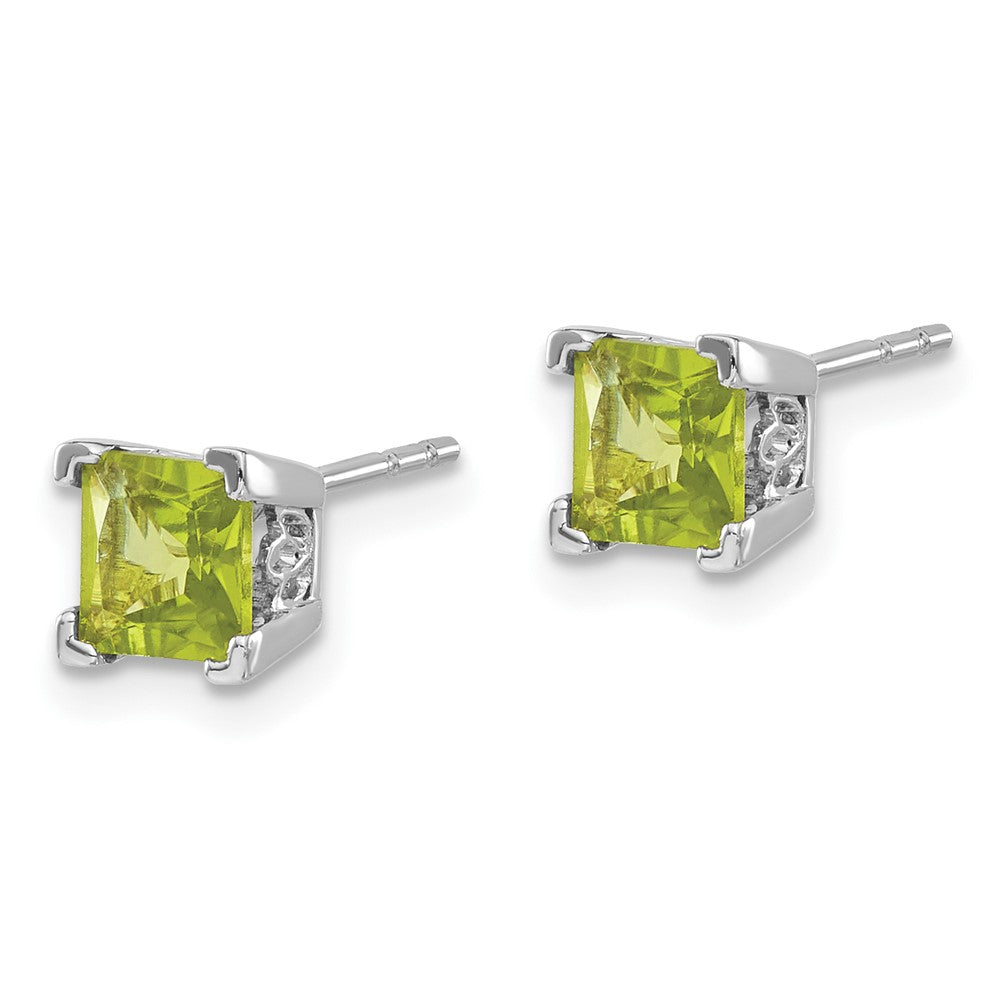 Quadratische Peridot-Ohrringe aus 14K Weißgold
