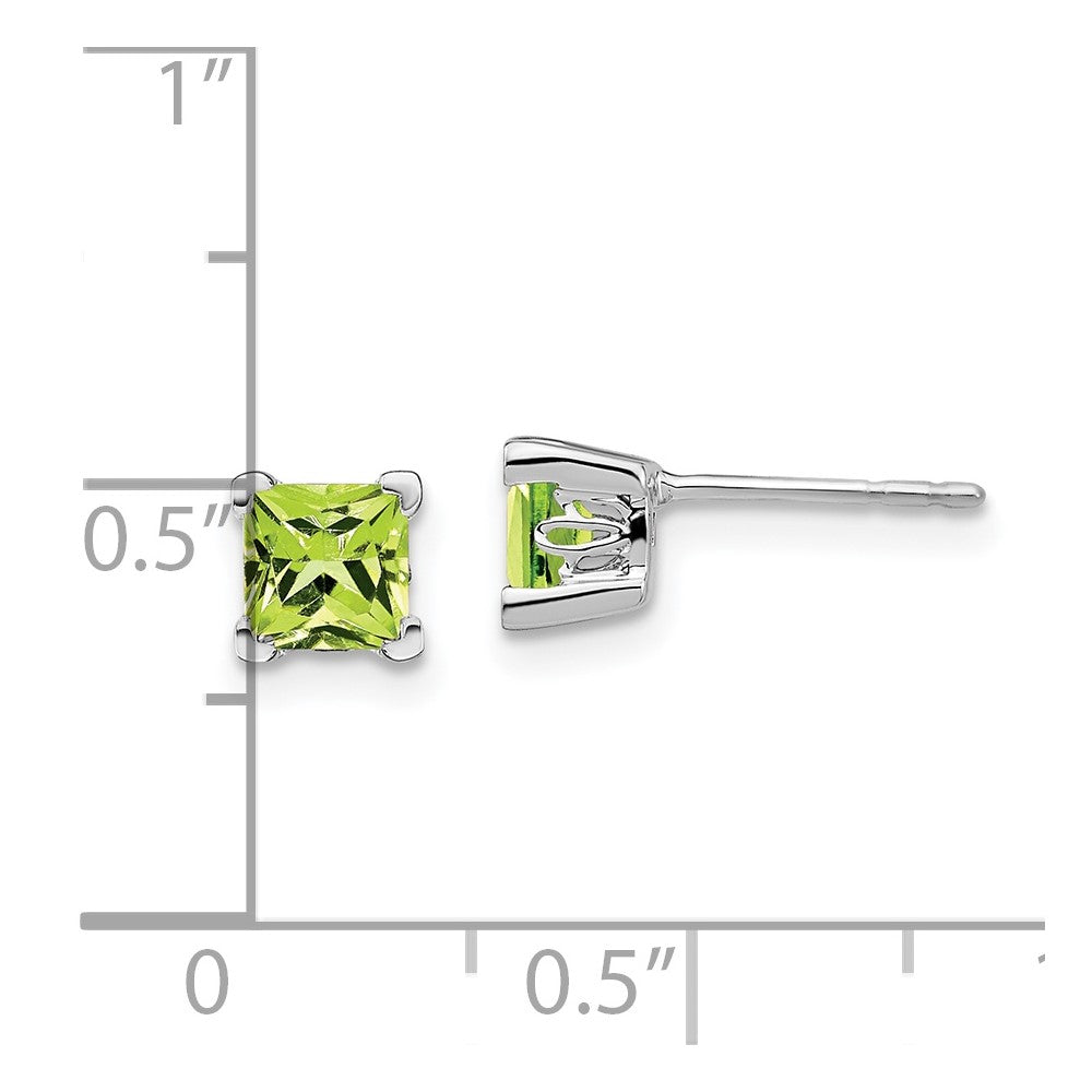 Quadratische Peridot-Ohrringe aus 14K Weißgold