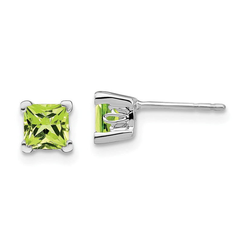 Quadratische Peridot-Ohrringe aus 14K Weißgold