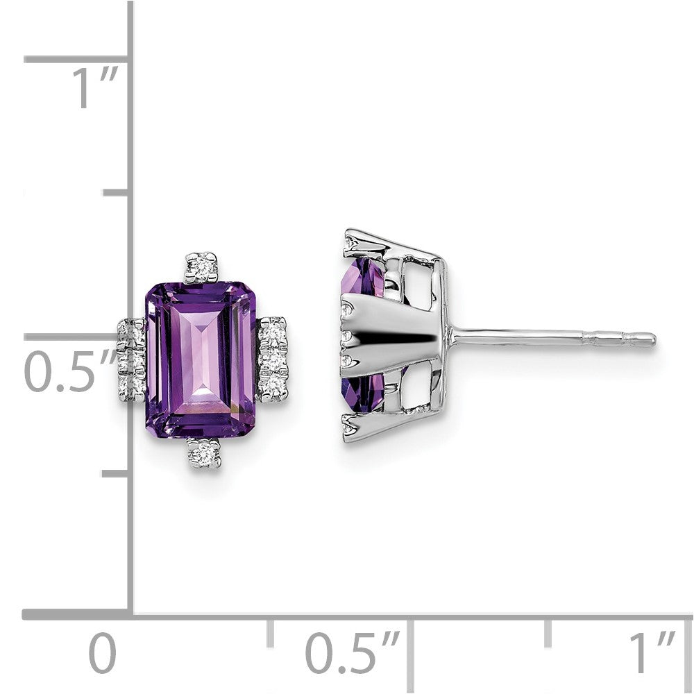 14K Weißgold Ohrringe mit Amethyst im Smaragdschliff und echten Diamanten