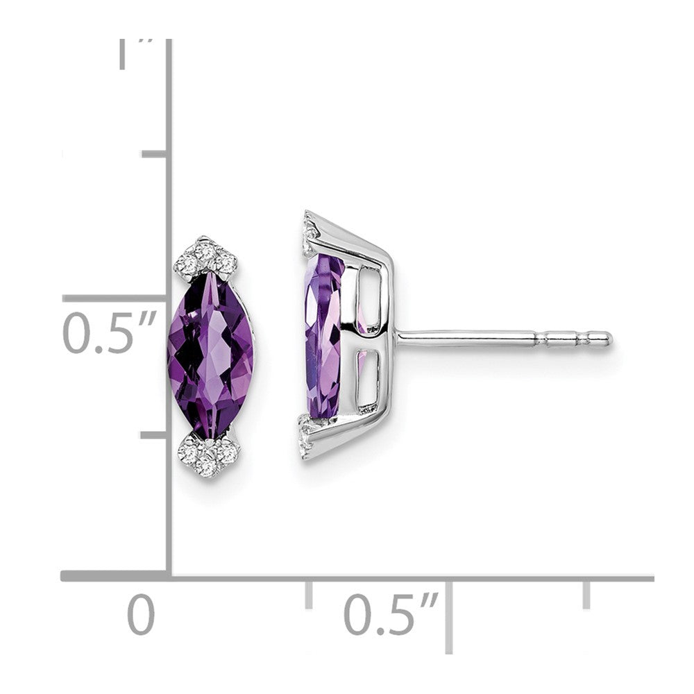 14K Weißgold Ohrringe mit Amethyst im Marquise-Schliff und echten Diamanten