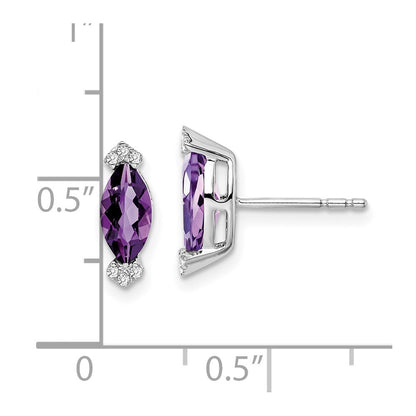 14K Weißgold Ohrringe mit Amethyst im Marquise-Schliff und echten Diamanten