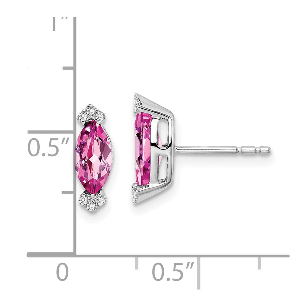 14K Weißgold Ohrringe mit Diamant und Marquise-Zuchtsaphir in Pink