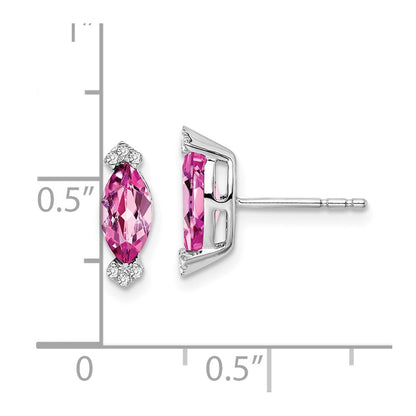 14K Weißgold Ohrringe mit Diamant und Marquise-Zuchtsaphir in Pink
