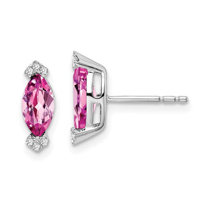 14K Weißgold Ohrringe mit Diamant und Marquise-Zuchtsaphir in Pink