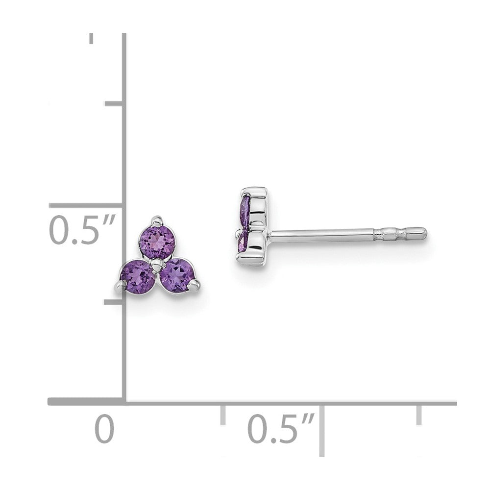 14K Weißgold Amethyst-Dreieck-Ohrringe im 3-Stein-Design