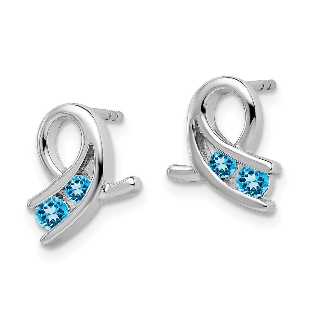 14K Weißgold Ohrringe mit blauem Topas