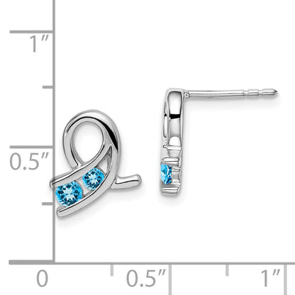 14K Weißgold Ohrringe mit blauem Topas