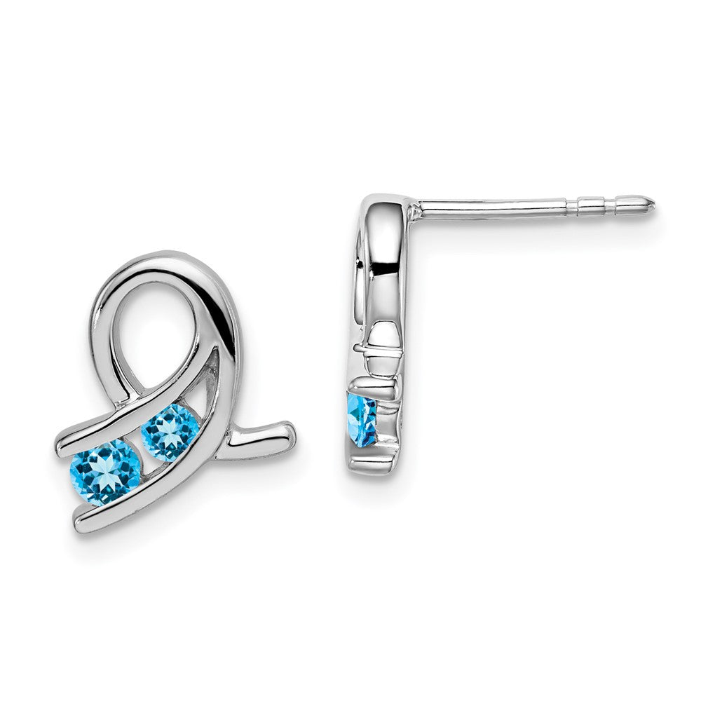 14K Weißgold Ohrringe mit blauem Topas