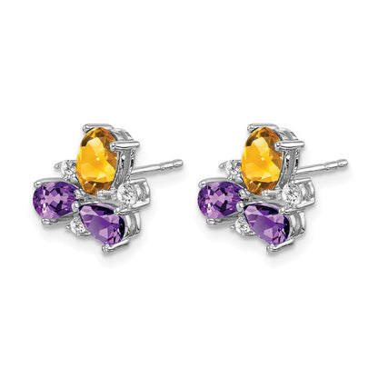 14K Weißgold Amethyst/citrine/diamond Ohrringe