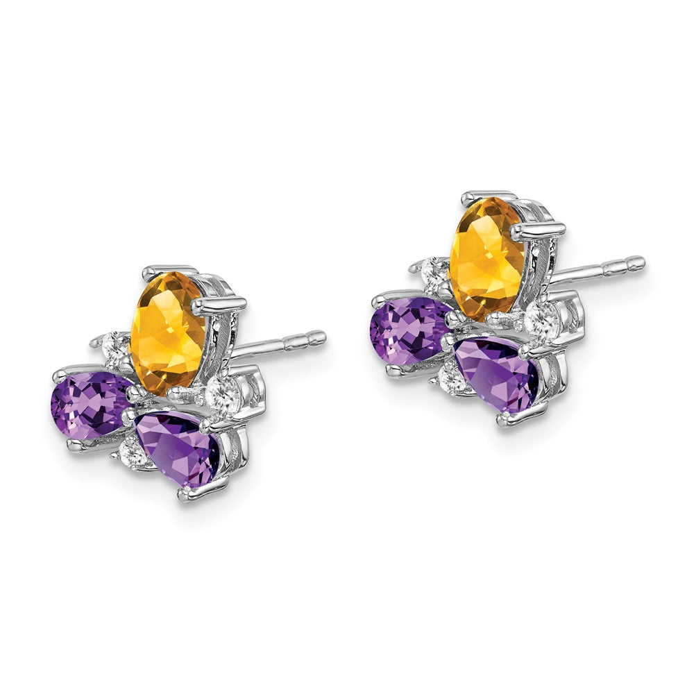 14K Weißgold Amethyst/citrine/real Diamant Ohrringe