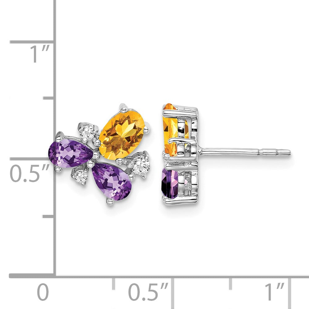 14K Weißgold Amethyst/citrine/diamond Ohrringe