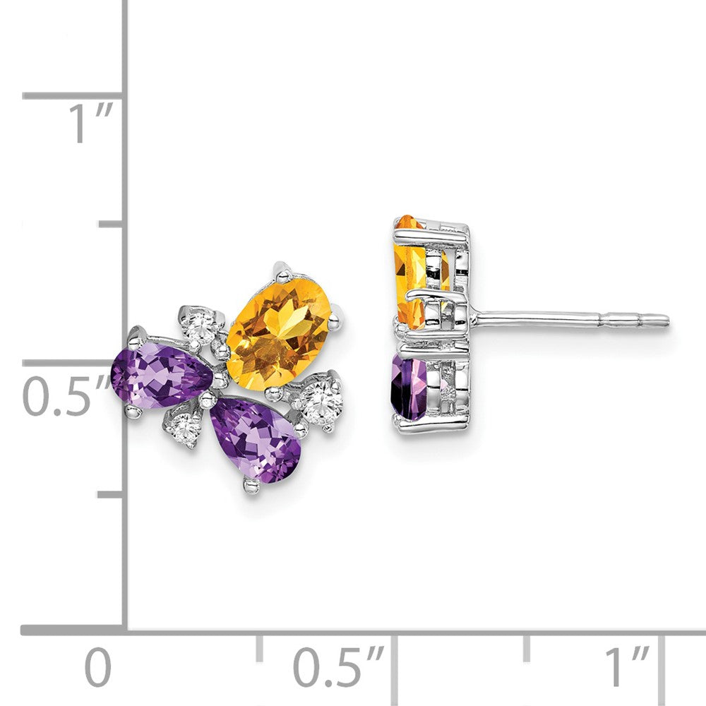 14K Weißgold Amethyst/citrine/real Diamant Ohrringe