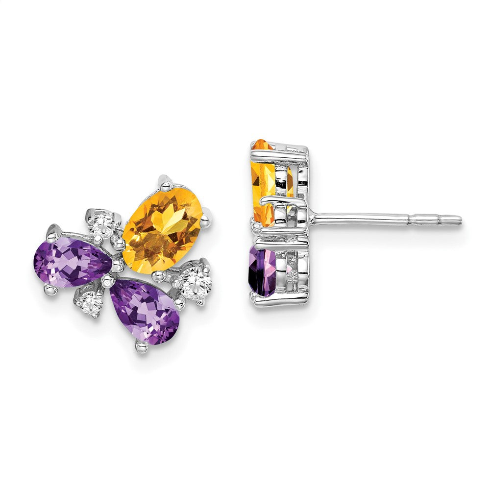 14K Weißgold Amethyst/citrine/real Diamant Ohrringe