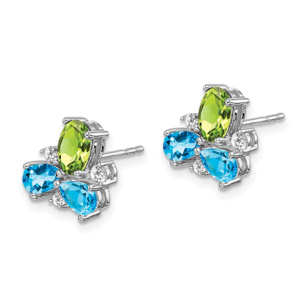 14K Weißgold Blautopas /peridot/real Diamant Ohrringe