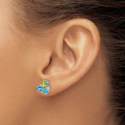 14K Weißgold Blautopas /peridot/real Diamant Ohrringe