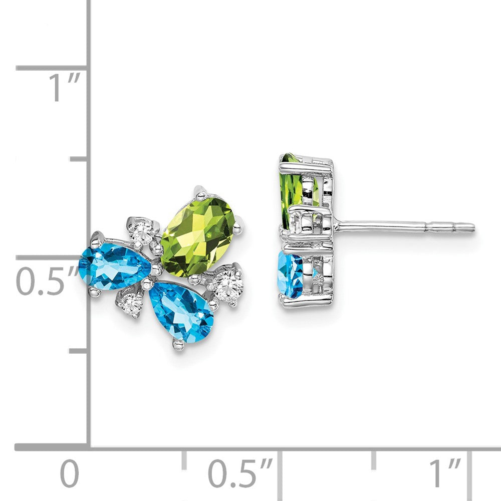 14K Weißgold Blautopas /peridot/real Diamant Ohrringe
