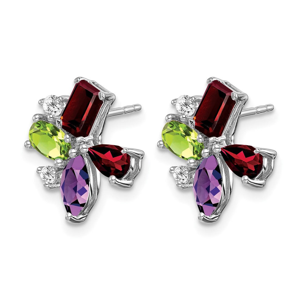14K Weißgold Amethyst/peridot/garnet/diamond Ohrringe