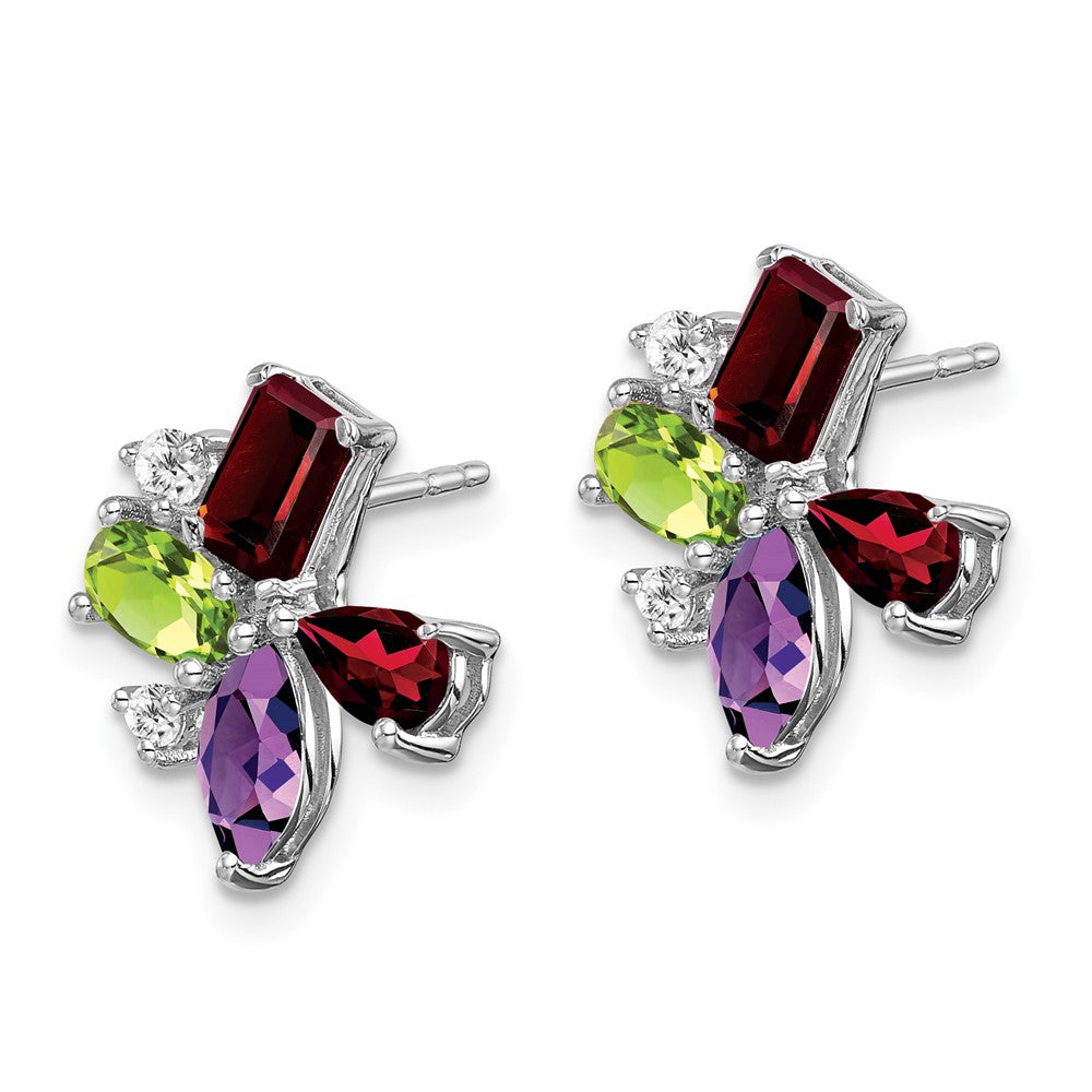 14K Weißgold Amethyst/peridot/garnet/real Diamant Ohrringe